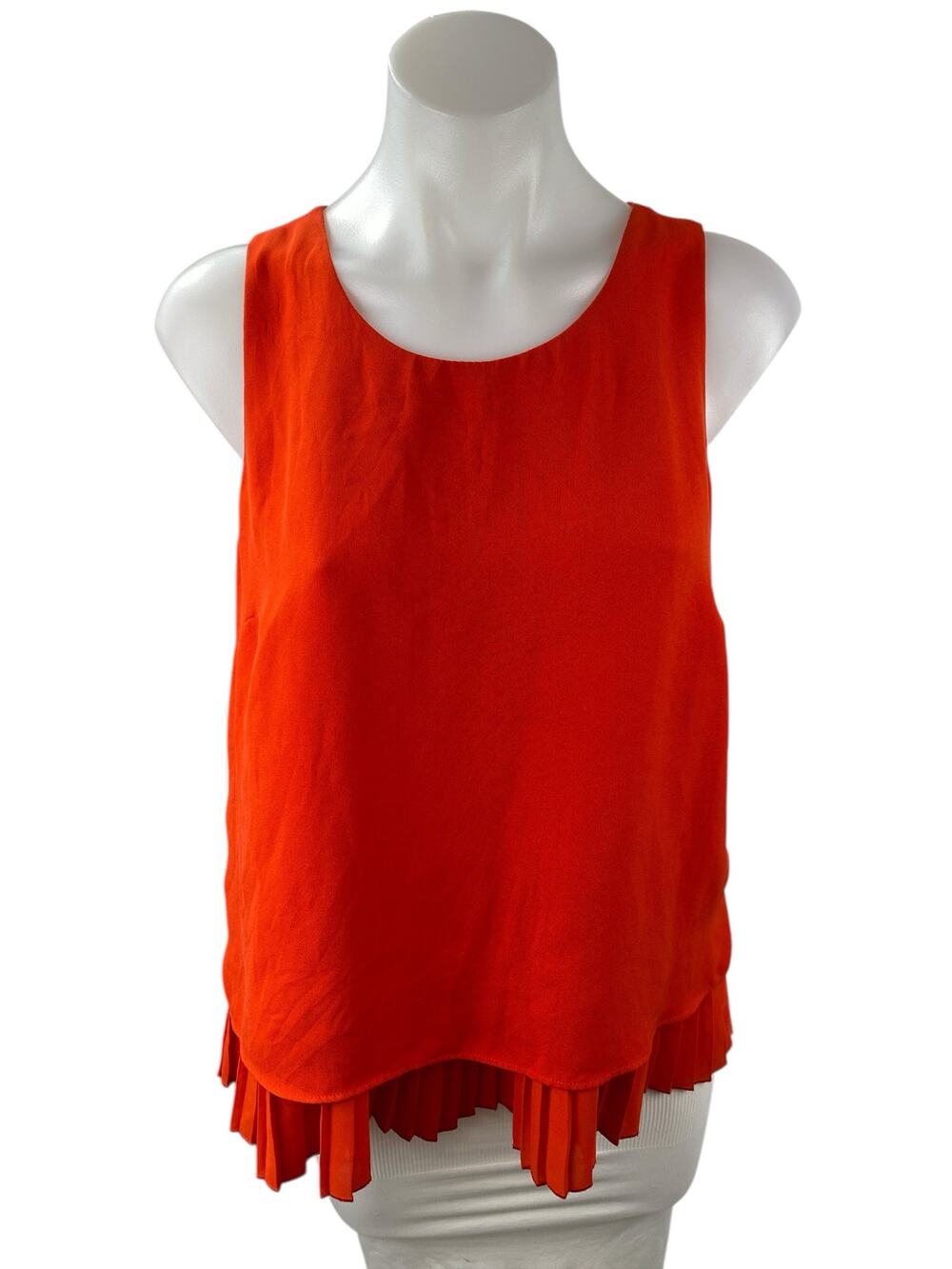 Banana Republic Women's Red Sleeveless Pleated Ruffle Tank Blouse Top Size M